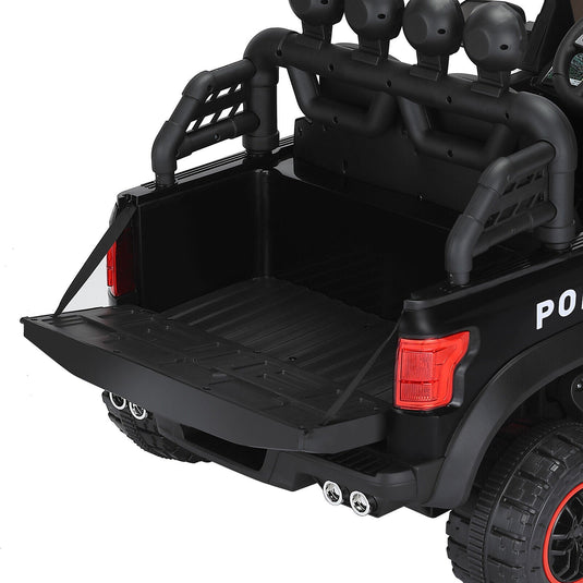 Electric Police Car Ride-On for Kids with 6 Wheels, LED Lights, Intercom, Siren, and Remote Control