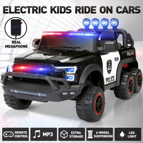 Load image into Gallery viewer, Police Car Truck for Kids with 12V Battery, 6 Wheels, LED Lights, Intercom, Siren, and Remote Control
