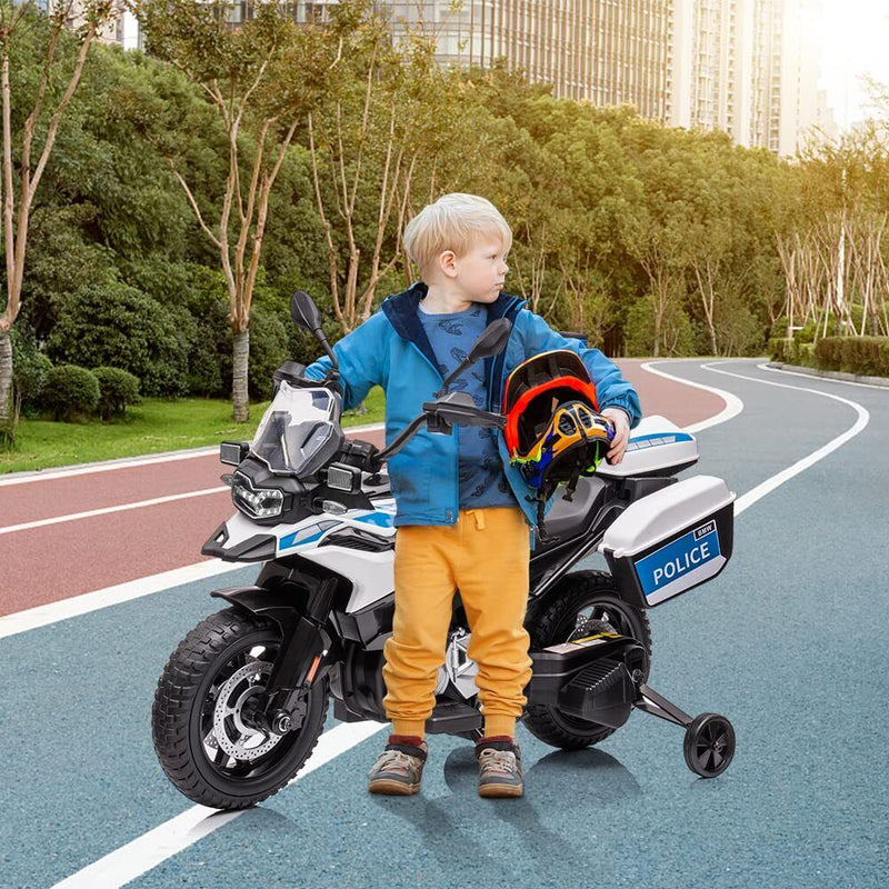 Load image into Gallery viewer, Police Motorcycle 4-Wheel Ride-On for Kids with Headlight and Warning Lights - 12V
