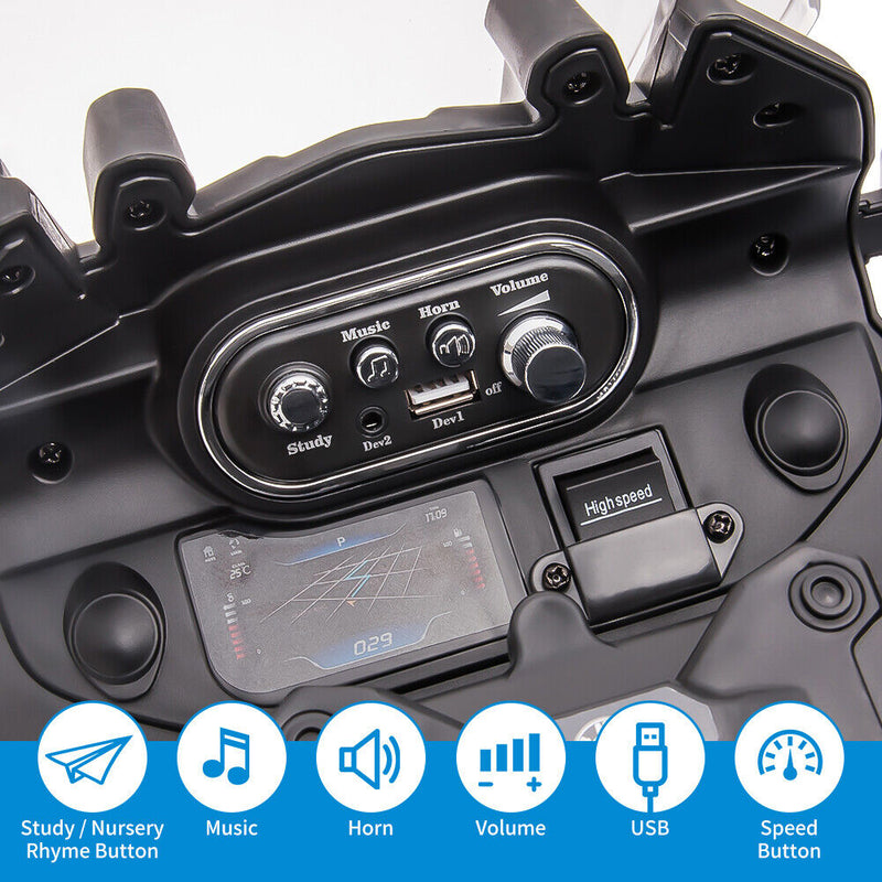 Load image into Gallery viewer, Police Motorcycle 4-Wheel Ride-On for Kids with Headlight and Warning Lights - 12V
