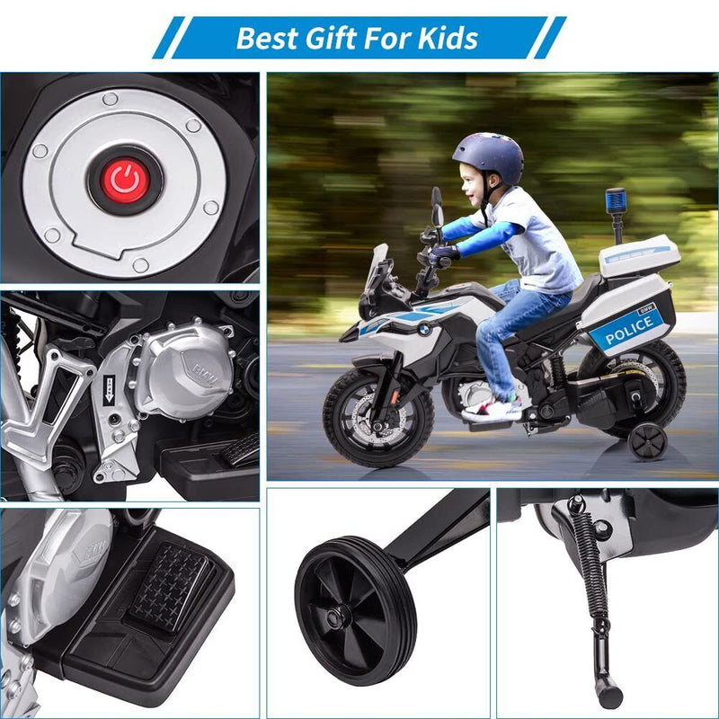 Load image into Gallery viewer, Police Motorcycle 4-Wheel Ride-On for Kids with Headlight and Warning Lights - 12V
