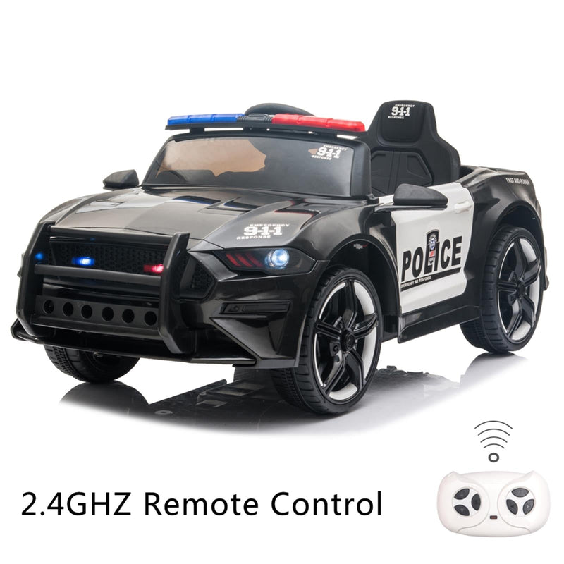 Load image into Gallery viewer, Police Ride On Car for Kids 3-7 Years with 3 Speeds and Remote Control - Black
