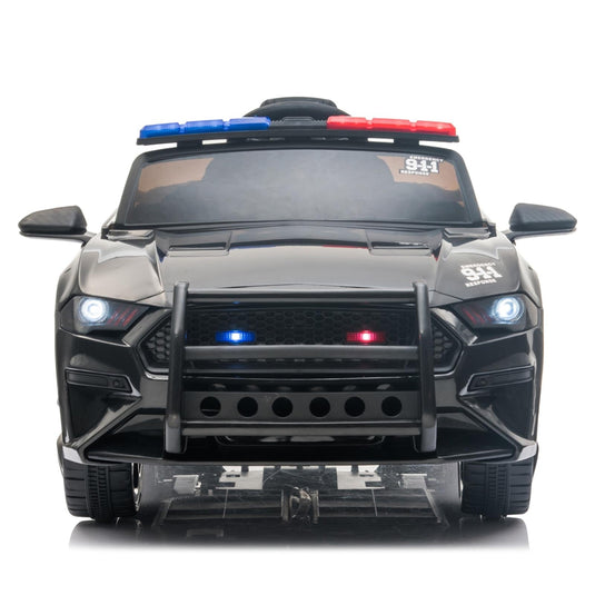 Police Ride On Car for Kids 3-7 Years with 3 Speeds and Remote Control - Black