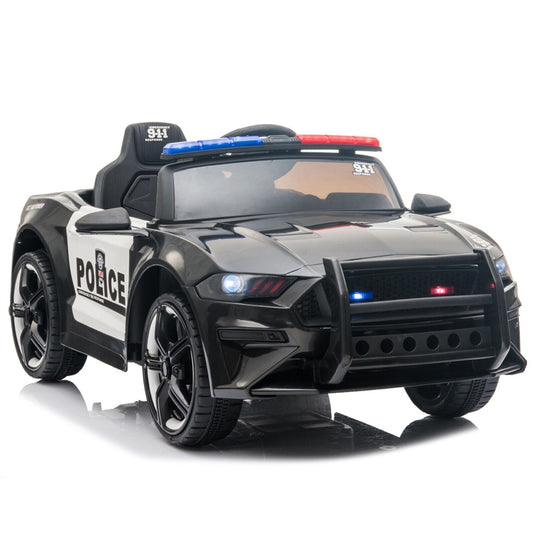 Police Sports Car for Kids with Remote Control, LED Lights, and Siren - 12V