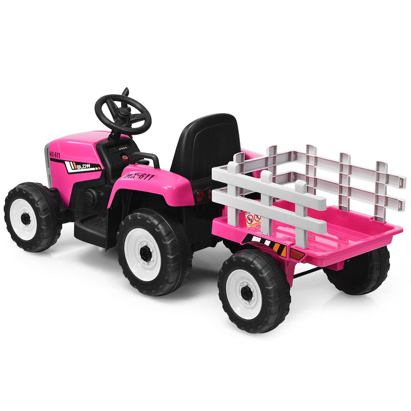 Load image into Gallery viewer, Power Up Your Child&#39;s Playtime with the Large Capacity Battery-Powered Ride-On Tractor and Trailer Set from Topbuy
