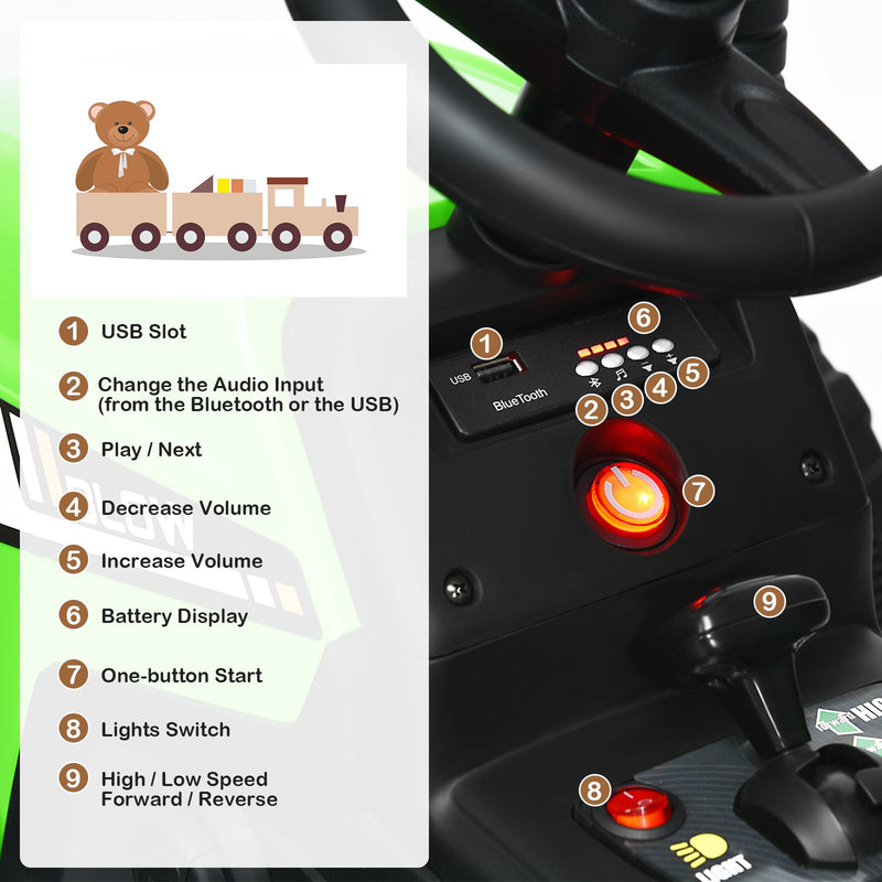 Load image into Gallery viewer, Power Up Your Child&#39;s Playtime with the Large Capacity Battery-Powered Ride-On Tractor and Trailer Set from Topbuy
