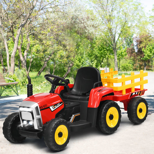 Power Up Your Child's Playtime with the Large Capacity Battery-Powered Ride-On Tractor and Trailer Set from Topbuy