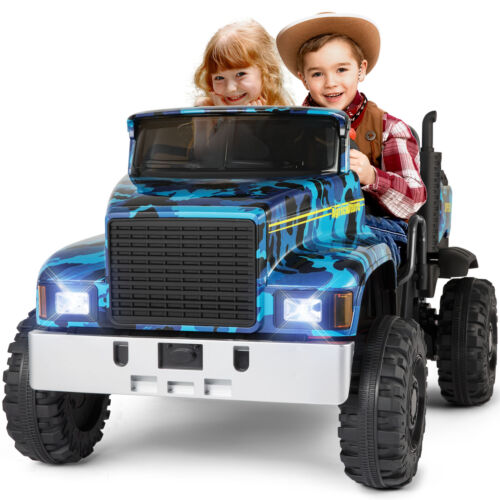 Load image into Gallery viewer, Powerful 24V 2-Seater Kids Ride On Dump Truck Tractor with Camo Design and 3 Speed Options, Includes Remote Control

