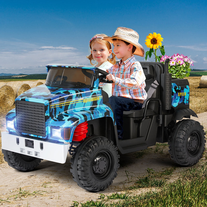Load image into Gallery viewer, 2-Seater 24V Battery Powered Kids Ride-On Truck with Camo Design and 3-Speed RC Control
