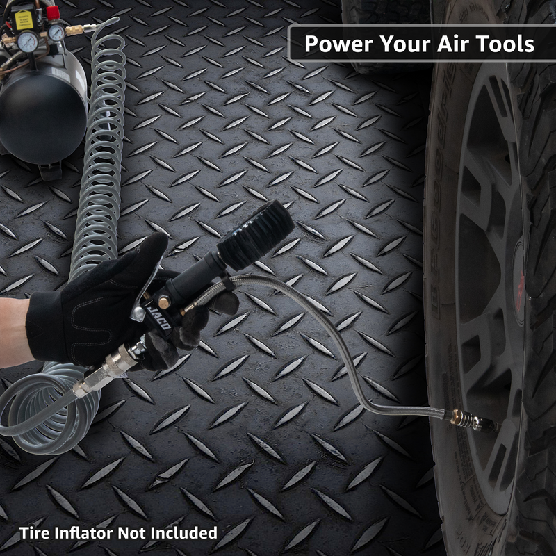 Load image into Gallery viewer, Polyurethane Coiled Air Hose Kit - 1/4&quot; x 30 ft | with Air Compressor Fittings
