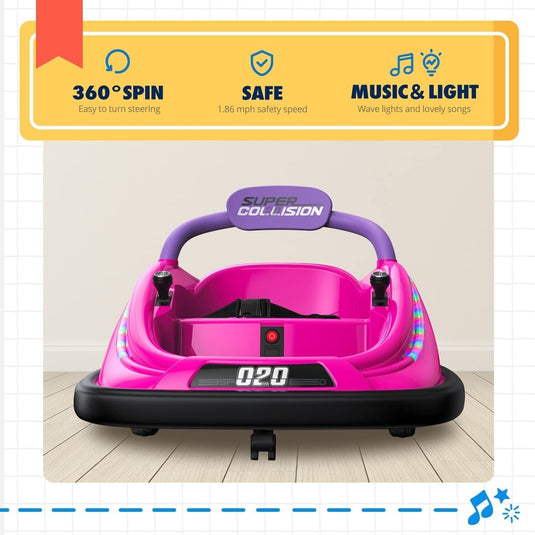 Powerwhale 12V Electric Kids Bumper Car with Remote Control - Fun Ride Toy for Children