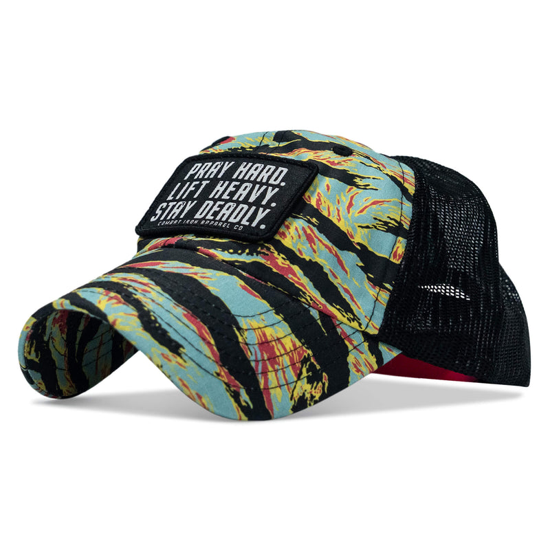 Load image into Gallery viewer, Pray Hard. Lift Heavy. Stay Deadly. Patch Tactical Ripstop Mesh Snapback Hat
