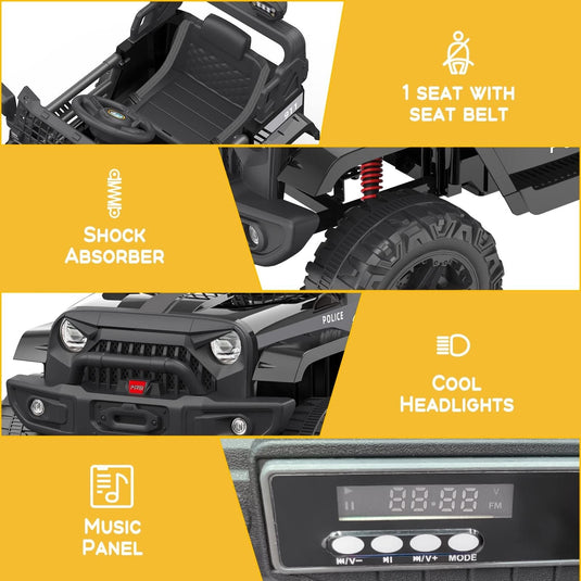 Premium 12V Electric Ride On Car for Kids with Remote Control and Spring Suspension