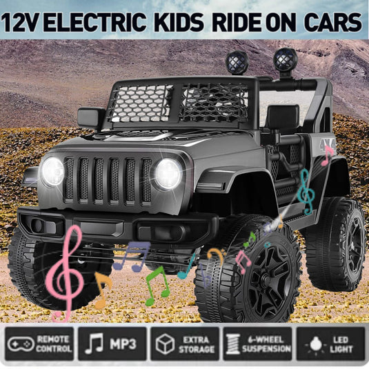 Premium 12V Electric Ride-On Car with Remote Control, LED Lights, MP3 & USB