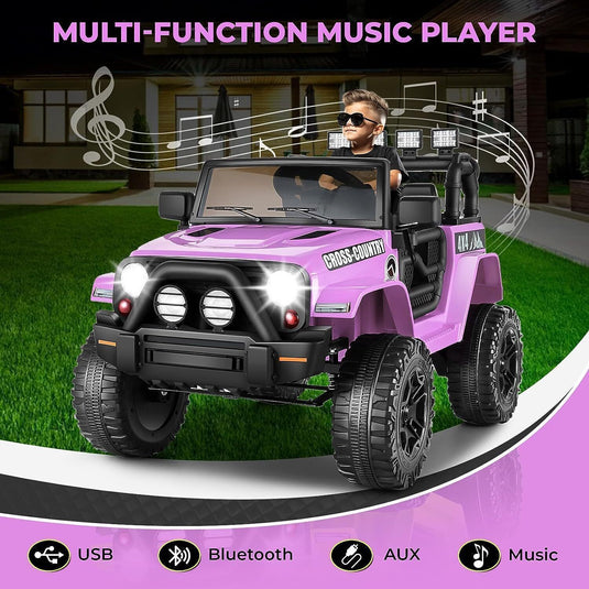 Premium 12V Electric Ride-On Jeep for Kids with Remote Control, LED Lights, AUX & USB, and 3 Speed Options