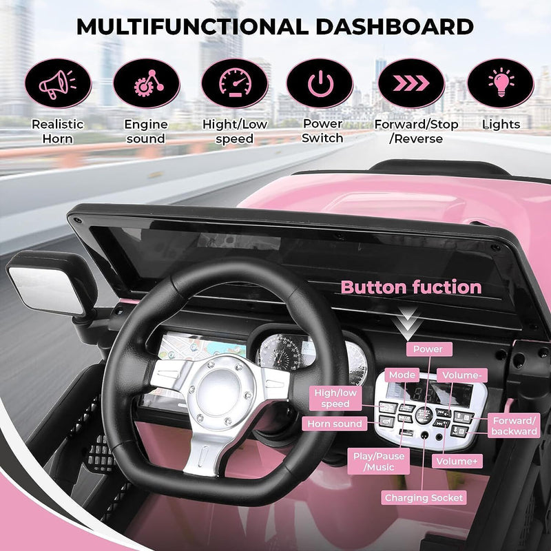 Load image into Gallery viewer, Premium 12V Electric Ride-On Jeep for Kids with Remote Control, LED Lights, AUX &amp; USB, and 3 Speed Options
