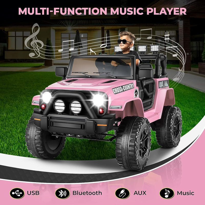 Load image into Gallery viewer, Premium 12V Electric Ride-On Jeep for Kids with Remote Control, LED Lights, AUX &amp; USB, and 3 Speed Options
