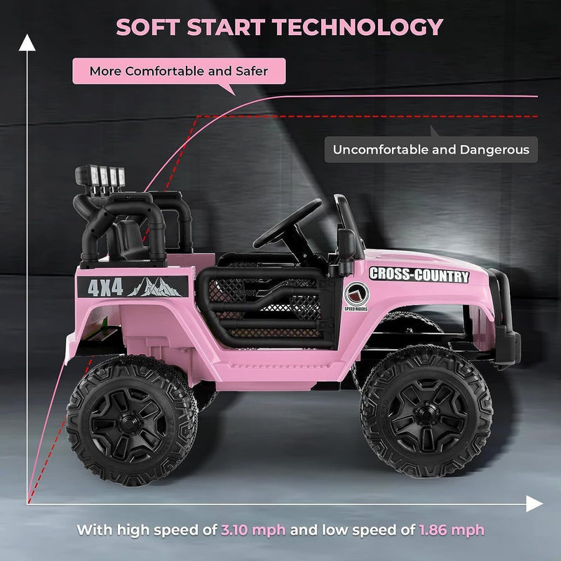 Load image into Gallery viewer, Premium 12V Electric Ride-On Jeep for Kids with Remote Control, LED Lights, AUX &amp; USB, and 3 Speed Options
