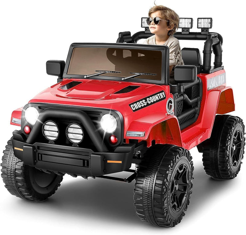 Load image into Gallery viewer, Premium 12V Electric Ride-On Jeep for Kids with Remote Control, LED Lights, AUX &amp; USB, and 3 Speed Options
