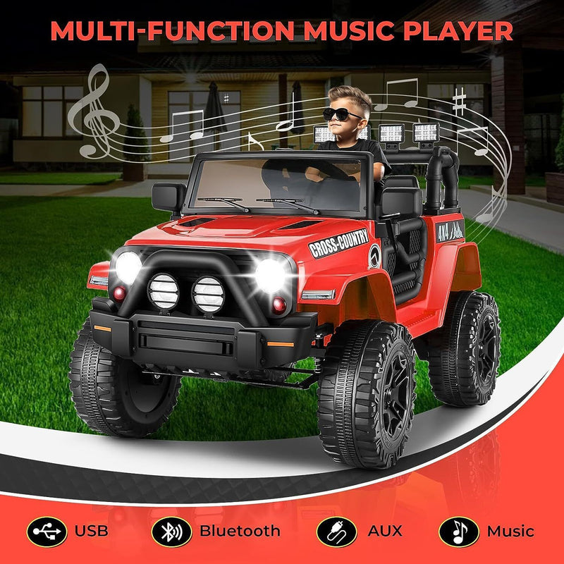 Load image into Gallery viewer, Premium 12V Electric Ride-On Jeep for Kids with Remote Control, LED Lights, AUX &amp; USB, and 3 Speed Options
