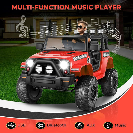 Premium 12V Electric Ride-On Jeep for Kids with Remote Control, LED Lights, AUX & USB, and 3 Speed Options