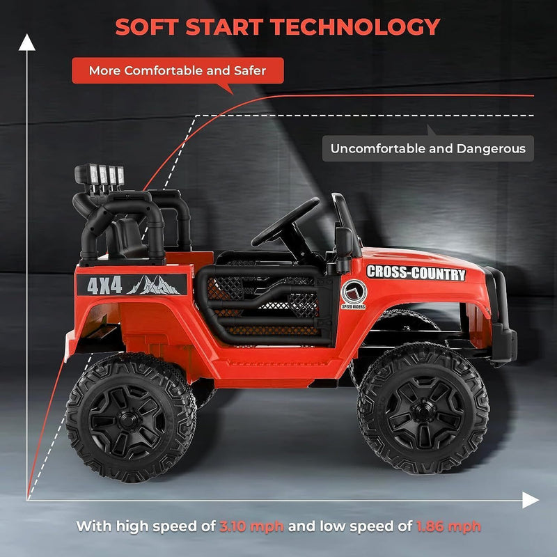 Load image into Gallery viewer, Premium 12V Electric Ride-On Jeep for Kids with Remote Control, LED Lights, AUX &amp; USB, and 3 Speed Options
