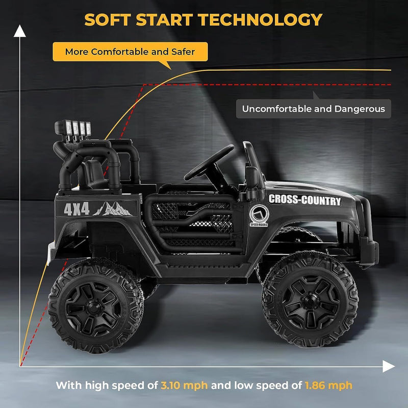 Load image into Gallery viewer, Premium 12V Electric Ride-On Jeep for Kids with Remote Control, LED Lights, AUX &amp; USB, and 3 Speed Options
