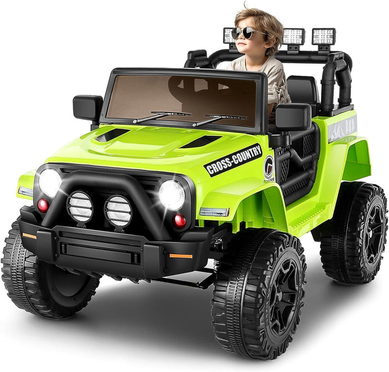 Load image into Gallery viewer, Premium 12V Electric Ride-On Jeep for Kids with Remote Control, LED Lights, AUX &amp; USB, and 3 Speed Options
