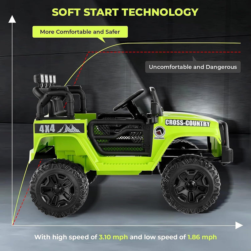 Load image into Gallery viewer, Premium 12V Electric Ride-On Jeep for Kids with Remote Control, LED Lights, AUX &amp; USB, and 3 Speed Options
