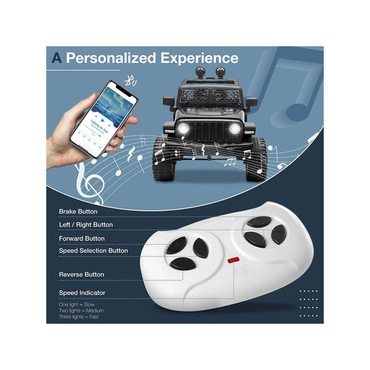 Premium 12V Electric Ride-On Jeep with LED Lights, MP3 Player, Remote Control, and 3 Speed Options