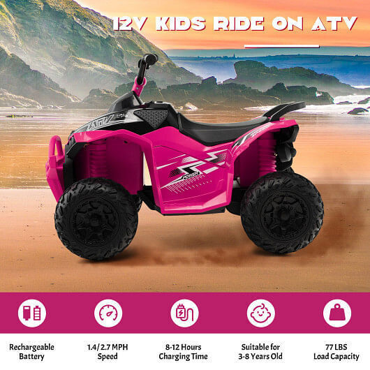Premium 12V Kids ATV with Adjustable Speed and Cozy Seat - Pink