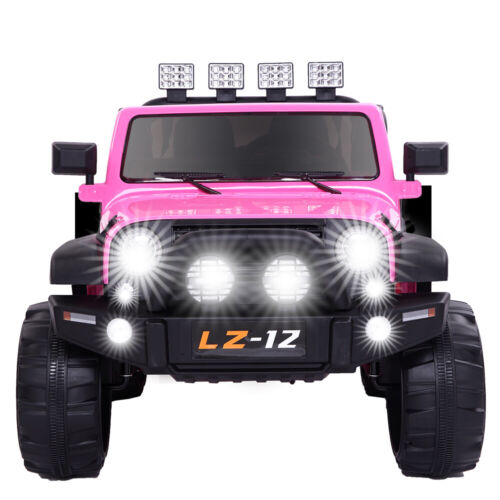 Premium 12V Pink Jeep Ride-On Toy with Remote Control for Kids - Rechargeable Battery, 4 mph Speed