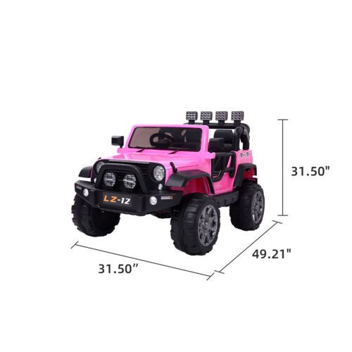 Load image into Gallery viewer, Premium 12V Pink Jeep Ride-On Toy with Remote Control for Kids - Rechargeable Battery, 4 mph Speed
