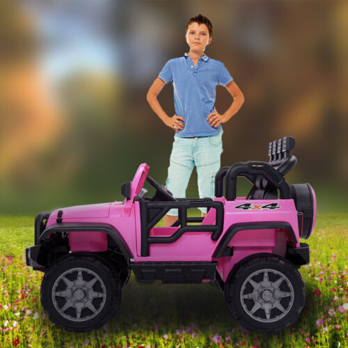 Premium 12V Pink Jeep Ride-On Toy with Remote Control for Kids - Rechargeable Battery, 4 mph Speed