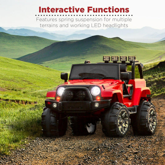 Premium 12V Ride-On Truck for Kids with 3 Speeds, LED Lights, Remote Control, and Bluetooth Connectivity