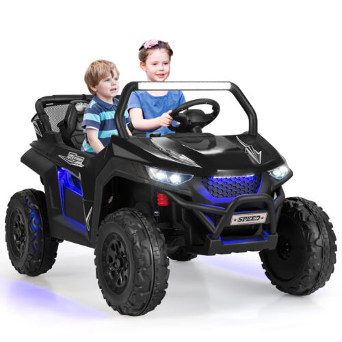 Load image into Gallery viewer, Premium 12V Ride-On Truck with Safety Belts and Lockable Doors - Supports up to 130 LBS in Black
