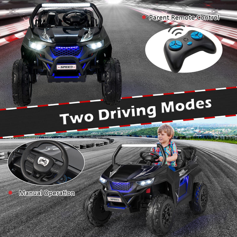 Load image into Gallery viewer, Premium 12V Ride-On Truck with Safety Belts and Lockable Doors - Supports up to 130 LBS in Black
