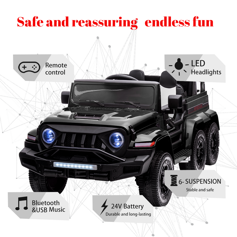 Load image into Gallery viewer, Premium 2-Seater Electric Ride-On Car for Kids with Remote Control - 24V Power and 6 Wheels
