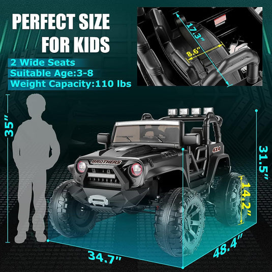 Electric 2-Seater Ride On Car for Kids with Remote Control - 24V 2x200W 2WD Toy Vehicle