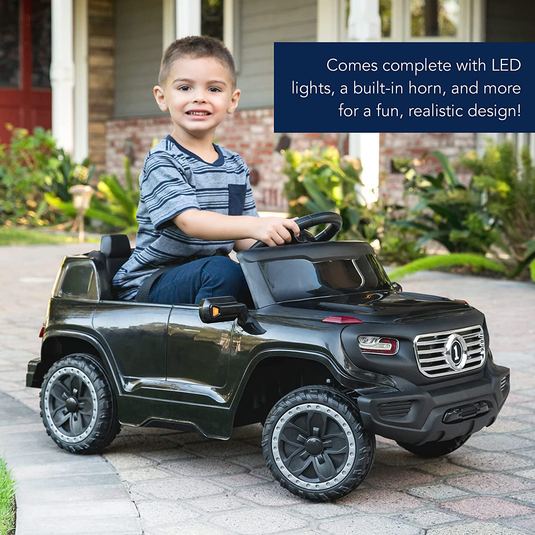 Premium 6V Ride-On Truck with Parental Remote, 3 Speeds, and LED Lights - Black