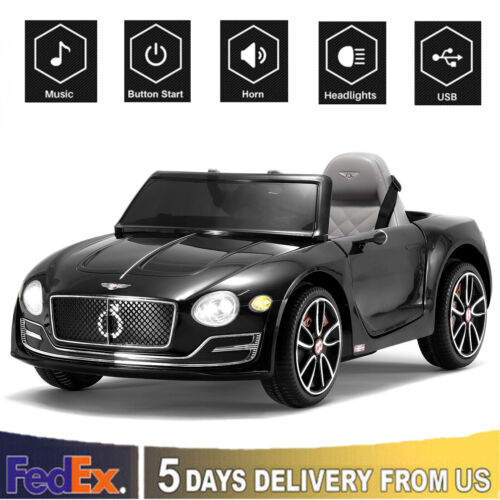 Load image into Gallery viewer, Premium Bentley Style Kids Electric Ride On Car with LED Lights and Remote Control - Black
