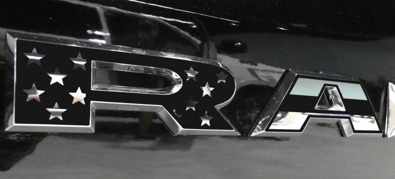 Load image into Gallery viewer, Premium Cast Matte Black Die-Cut Vinyl Flag Decals for 2019-2026 RAM Doors
