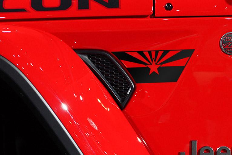 Load image into Gallery viewer, Premium Cast Matte Black Vinyl Flag Decals for Wrangler JL and Gladiator Fender Ventsx2
