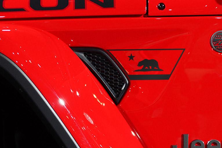 Load image into Gallery viewer, Premium Cast Matte Black Vinyl Flag Decals for Wrangler JL and Gladiator Fender Ventsx2
