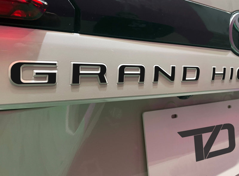 Load image into Gallery viewer, Premium Cast Vinyl Decal Letter Inlays for 2024-2026 Grand Highlander Liftgate
