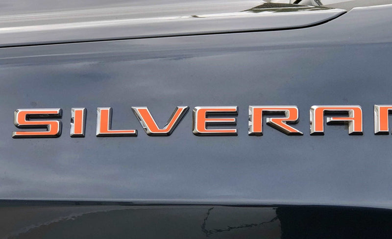 Load image into Gallery viewer, Premium Cast Vinyl Decal Letters for 2019-2025 Silverado Fender and Tailgate Emblems
