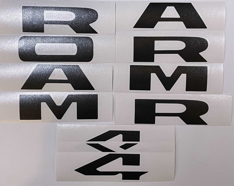 Load image into Gallery viewer, Premium Cast Vinyl Decal Letter Inlays for 2019-2026 RAM Doors
