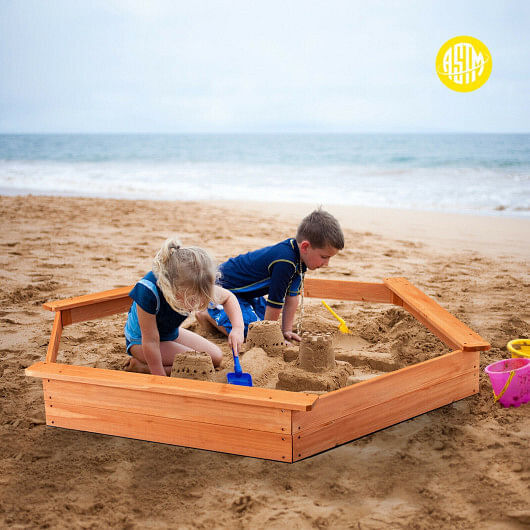 Load image into Gallery viewer, Premium Cedar Sand Box with Built-In Seating and Hexagonal Design
