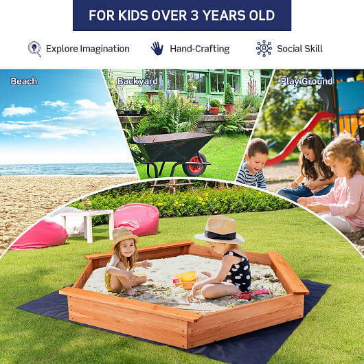 Load image into Gallery viewer, Premium Cedar Sand Box with Built-In Seating and Hexagonal Design
