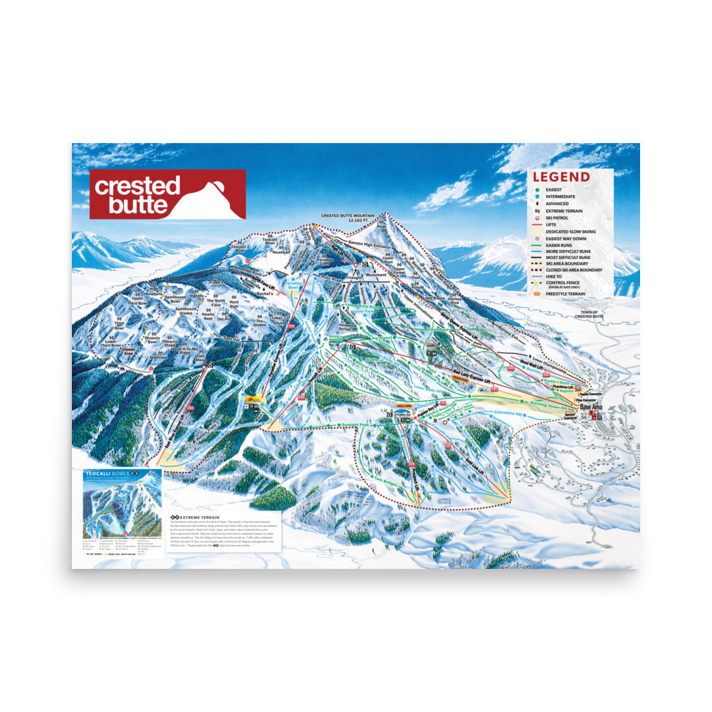 Crested Butte Ski Resort Trail Map Poster